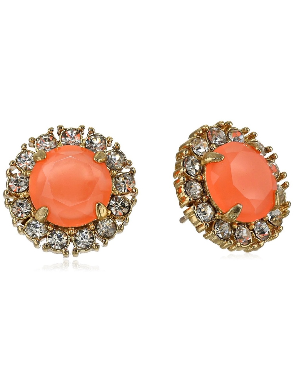 Kate Spade Secret Garden "Flo" Halo Stud Earrings neon orange gold crystal